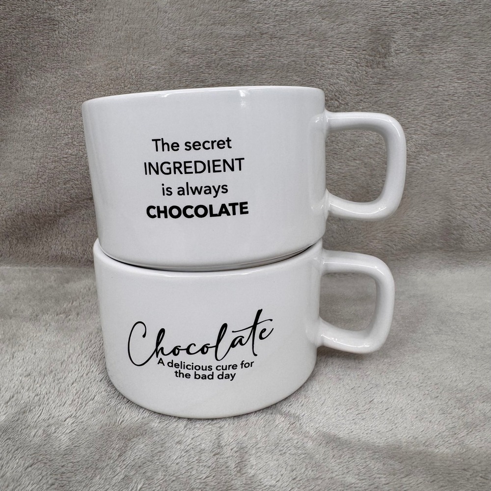 Modern Gourmet Foods Chocolate Stoneware Mug Set White 2 Piece